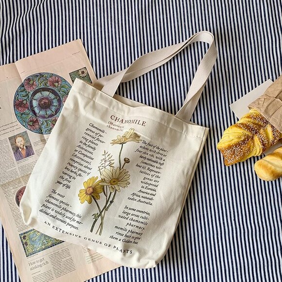 BROADREAM Canvas Tote Bag Aesthetic, Zippered Shoulder Bag with Interior Pocket - Picture 5 of 7